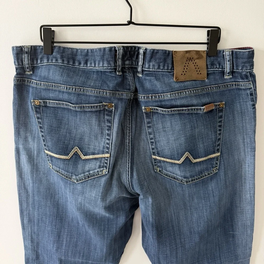Alberto Jeans Mens 40x30 Modern Fit Straight Leg Medium Wash Stretch Denim